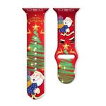 For Apple Watch 46mm / 49mm / 45mm / 44mm Christmas Pattern Reverse Buckle Silicone Watch Band(Santa Claus Gift)