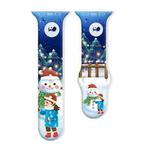 For Apple Watch 46mm / 49mm / 45mm / 44mm Christmas Pattern Reverse Buckle Silicone Watch Band(Girl and Snowman)