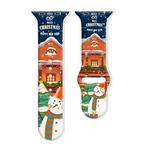 For Apple Watch 46mm / 49mm / 45mm / 44mm Christmas Pattern Reverse Buckle Silicone Watch Band(House Snowman)