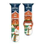 For Apple Watch 42mm / 41mm / 40mm / 38mm Christmas Pattern Reverse Buckle Silicone Watch Band(House Snowman)