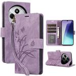 For Redmi 14C 4G / Poco C75 Orchid Butterfly Embossed Leather Phone Case(Purple)