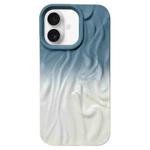 For iPhone 16 Plus Wrinkle Gradient Skin-feel Frosted TPU Phone Case(Blue White)