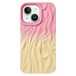 For iPhone 15 Plus Wrinkle Gradient Skin-feel Frosted TPU Phone Case(Pink Yellow)