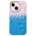 For iPhone 14 Wrinkle Gradient Skin-feel Frosted TPU Phone Case(Light Pink Blue)