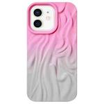 For iPhone 12 Wrinkle Gradient Skin-feel Frosted TPU Phone Case(Pink Grey)