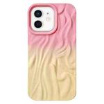 For iPhone 12 Wrinkle Gradient Skin-feel Frosted TPU Phone Case(Pink Yellow)