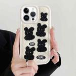 For iPhone 15 Pro Max Rabbit Plush Silicone Phone Case(White)