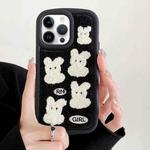 For iPhone 15 Pro Rabbit Plush Silicone Phone Case(Black)