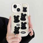 For iPhone 15 Rabbit Plush Silicone Phone Case(White)