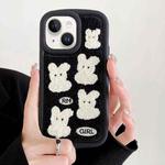 For iPhone 13 Rabbit Plush Silicone Phone Case(Black)