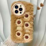 For iPhone 15 Pro Bear Plush Silicone Phone Case(Brown)