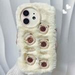 For iPhone 12 Bear Plush Silicone Phone Case(Beige)