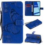 For OPPO A52 / A72 / A92 3D Butterflies Embossing Pattern Horizontal Flip Leather Case with Holder & Card Slot & Wallet & Lanyard(Blue)