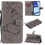 For OPPO A52 / A72 / A92 3D Butterflies Embossing Pattern Horizontal Flip Leather Case with Holder & Card Slot & Wallet & Lanyard(Grey)