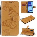 For OPPO A52 / A72 / A92 3D Butterflies Embossing Pattern Horizontal Flip Leather Case with Holder & Card Slot & Wallet & Lanyard(Yellow)