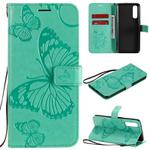For OPPO Reno3 Pro 4G 3D Butterflies Embossing Pattern Horizontal Flip Leather Case with Holder & Card Slot & Wallet & Lanyard(Green)