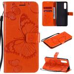 For OPPO Reno3 Pro 4G 3D Butterflies Embossing Pattern Horizontal Flip Leather Case with Holder & Card Slot & Wallet & Lanyard(Orange)
