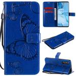For OPPO Reno 3 Pro 5G / Find X2 Neo 3D Butterflies Embossing Pattern Horizontal Flip Leather Case with Holder & Card Slot & Wallet & Lanyard(Blue)