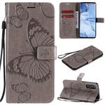 For OPPO Reno 3 Pro 5G / Find X2 Neo 3D Butterflies Embossing Pattern Horizontal Flip Leather Case with Holder & Card Slot & Wallet & Lanyard(Grey)