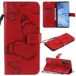 For OPPO Reno 3 Pro 5G / Find X2 Neo 3D Butterflies Embossing Pattern Horizontal Flip Leather Case with Holder & Card Slot & Wallet & Lanyard(Red)
