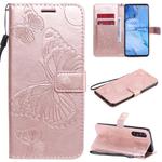 For OPPO Reno 3 Pro 5G / Find X2 Neo 3D Butterflies Embossing Pattern Horizontal Flip Leather Case with Holder & Card Slot & Wallet & Lanyard(Rose Gold)