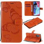 For OPPO Reno4 Pro 5G 3D Butterflies Embossing Pattern Horizontal Flip Leather Case with Holder & Card Slot & Wallet & Lanyard(Orange)