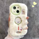 For iPhone 15 Plus Fun Sports Plush Silicone Phone Case(Badminton)