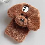 For iPhone 12 mini Teddy Dog Plush TPU Phone Case(Brown)