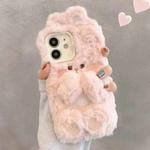 For iPhone 12 mini Hairpin Rabbit Plush Silicone Phone Case(Pink)