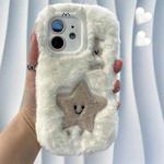 For iPhone 12 Cute Embroidery Plush Silicone Phone Case(Pentagram)