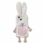 For iPhone 15 Plus Cute Bucktooth Rabbit Plush TPU Phone Case(Beige)