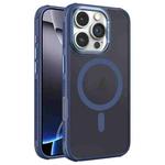 For iPhone 16 Pro Max Hardware Side Cooling Skin Feel Frosted Metal Lens Frame MagSafe Phone Case(Blue)