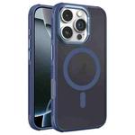 For iPhone 16 Pro Hardware Side Cooling Skin Feel Frosted Metal Lens Frame MagSafe Phone Case(Blue)