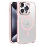 For iPhone 15 Pro Max Hardware Side Cooling Skin Feel Frosted Metal Lens Frame MagSafe Phone Case(Pink)