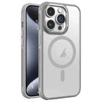 For iPhone 15 Pro Max Hardware Side Cooling Skin Feel Frosted Metal Lens Frame MagSafe Phone Case(Grey)