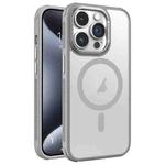 For iPhone 15 Pro Hardware Side Cooling Skin Feel Frosted Metal Lens Frame MagSafe Phone Case(Grey)