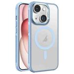 For iPhone 15 Hardware Side Cooling Skin Feel Frosted Metal Lens Frame MagSafe Phone Case(Sky Blue)