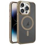 For iPhone 14 Pro Hardware Side Cooling Skin Feel Frosted Metal Lens Frame MagSafe Phone Case(Gold)