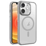 For iPhone 12 Hardware Side Cooling Skin Feel Frosted Metal Lens Frame MagSafe Phone Case(Grey)