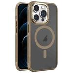 For iPhone 12 Pro Max Hardware Side Cooling Skin Feel Frosted Metal Lens Frame MagSafe Phone Case(Gold)