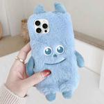 For iPhone 12 Pro Max Cute Monster Plush TPU Phone Case(Blue Hair Monster)