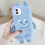 For iPhone 12 / 12 Pro Cute Monster Plush TPU Phone Case(Blue Hair Monster)