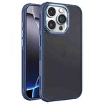 For iPhone 16 Pro Max Hardware Side Cooling Skin Feel Frosted Metal Lens Frame Phone Case(Blue)