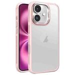 For iPhone 16 Plus Hardware Side Cooling Skin Feel Frosted Metal Lens Frame Phone Case(Pink)