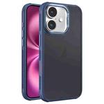 For iPhone 16 Plus Hardware Side Cooling Skin Feel Frosted Metal Lens Frame Phone Case(Blue)