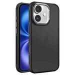 For iPhone 16 Hardware Side Cooling Skin Feel Frosted Metal Lens Frame Phone Case(Black)