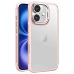 For iPhone 16 Hardware Side Cooling Skin Feel Frosted Metal Lens Frame Phone Case(Pink)