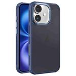 For iPhone 16 Hardware Side Cooling Skin Feel Frosted Metal Lens Frame Phone Case(Blue)