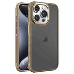 For iPhone 15 Pro Hardware Side Cooling Skin Feel Frosted Metal Lens Frame Phone Case(Gold)