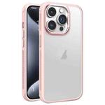 For iPhone 15 Pro Hardware Side Cooling Skin Feel Frosted Metal Lens Frame Phone Case(Pink)